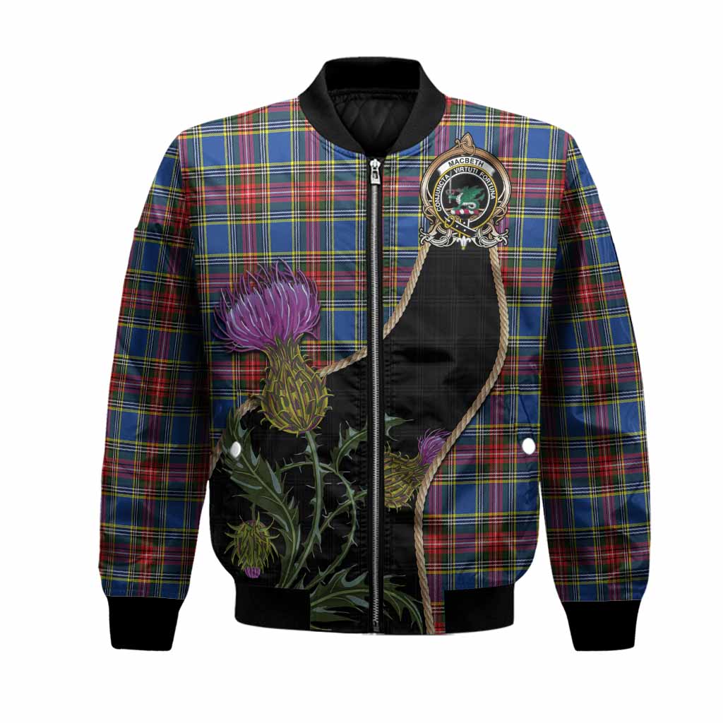 MacBeth (McBeth) Tartan Crest Bomber Jacket Scottish Thistle Spirit