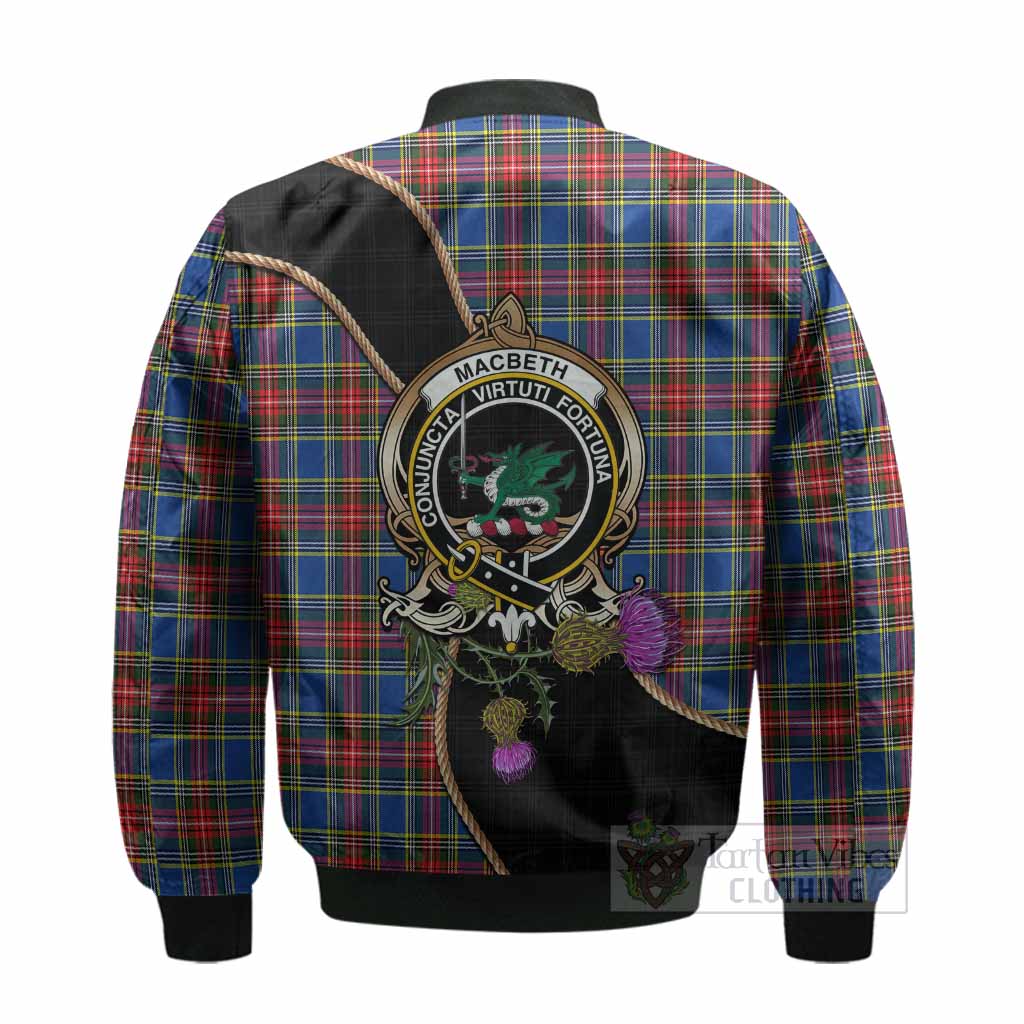 MacBeth (McBeth) Tartan Crest Bomber Jacket Scottish Thistle Spirit