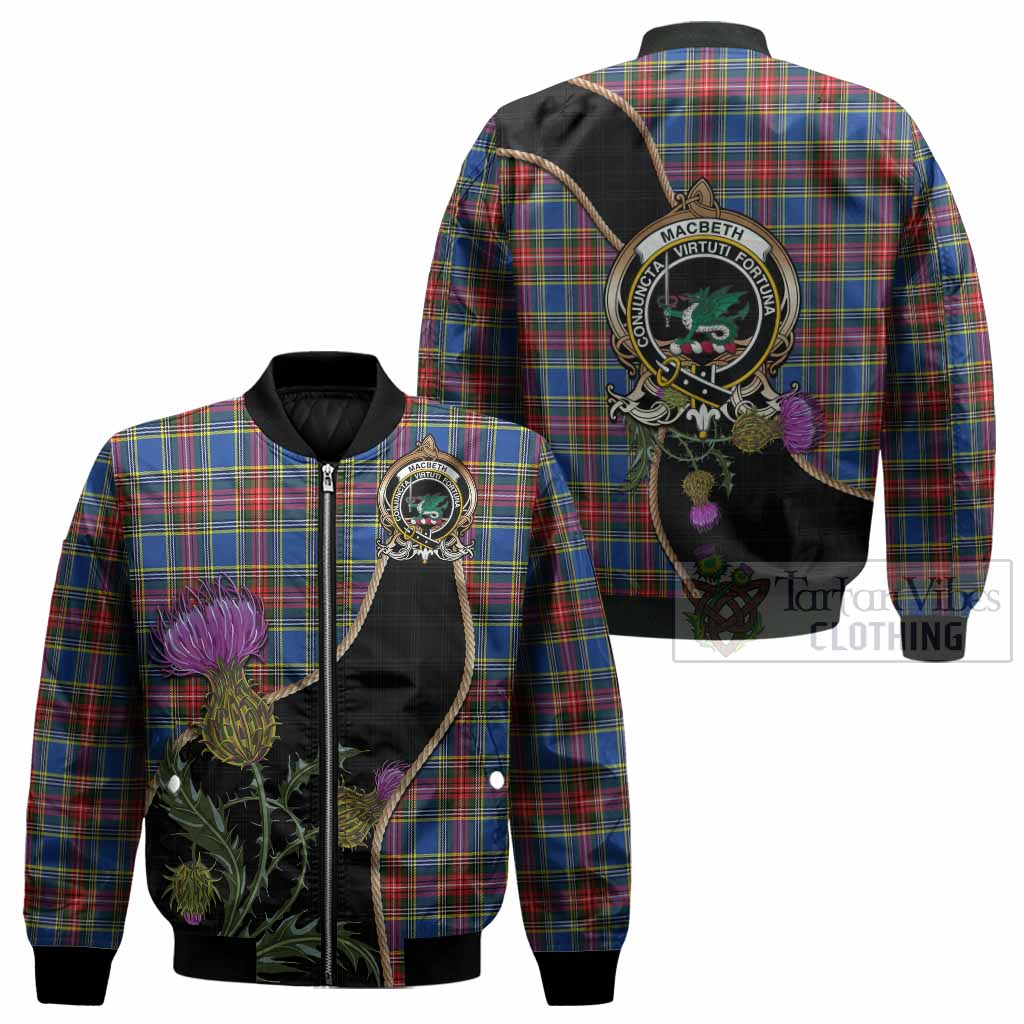 MacBeth (McBeth) Tartan Crest Bomber Jacket Scottish Thistle Spirit