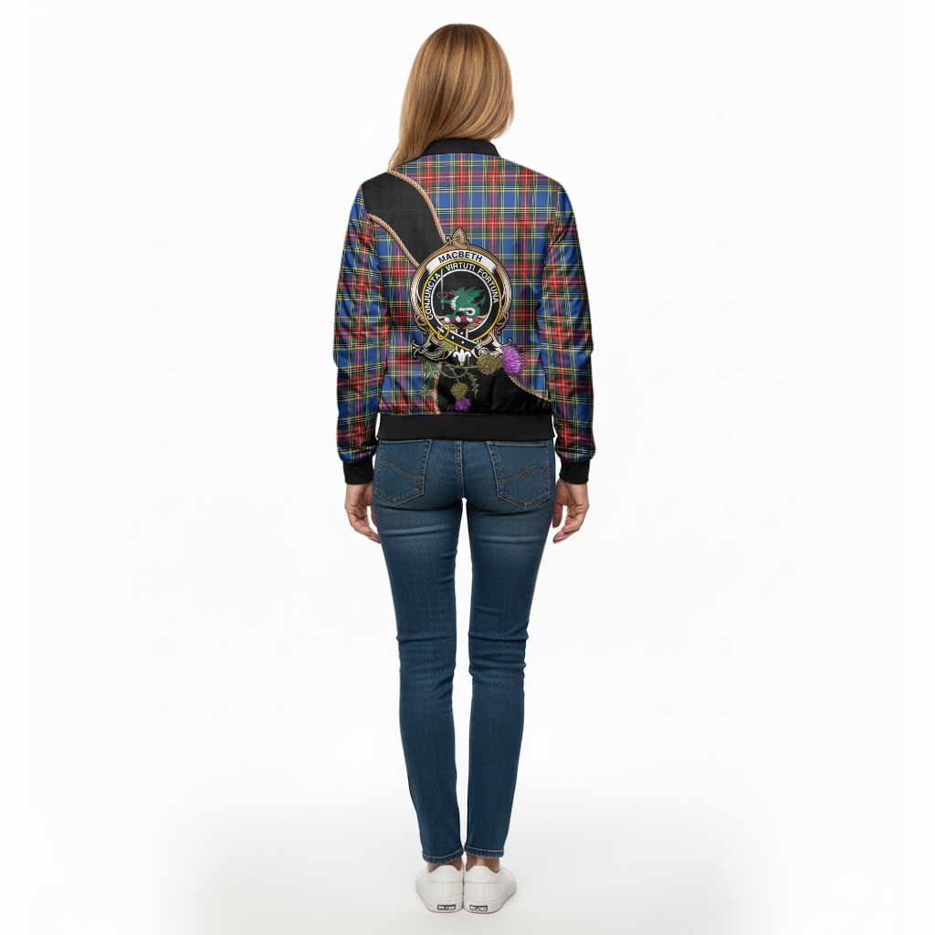 MacBeth (McBeth) Tartan Crest Bomber Jacket Scottish Thistle Spirit