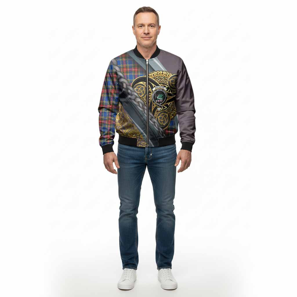 MacBeth (McBeth) Tartan Crest Bomber Jacket Scottish Triskele Celtic - Tartan Vibes Clothing
