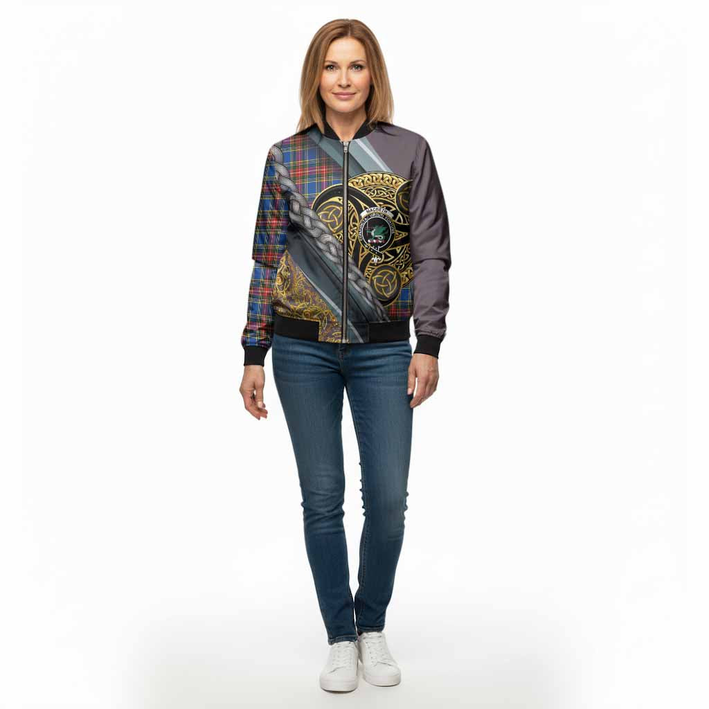 MacBeth (McBeth) Tartan Crest Bomber Jacket Scottish Triskele Celtic - Tartan Vibes Clothing