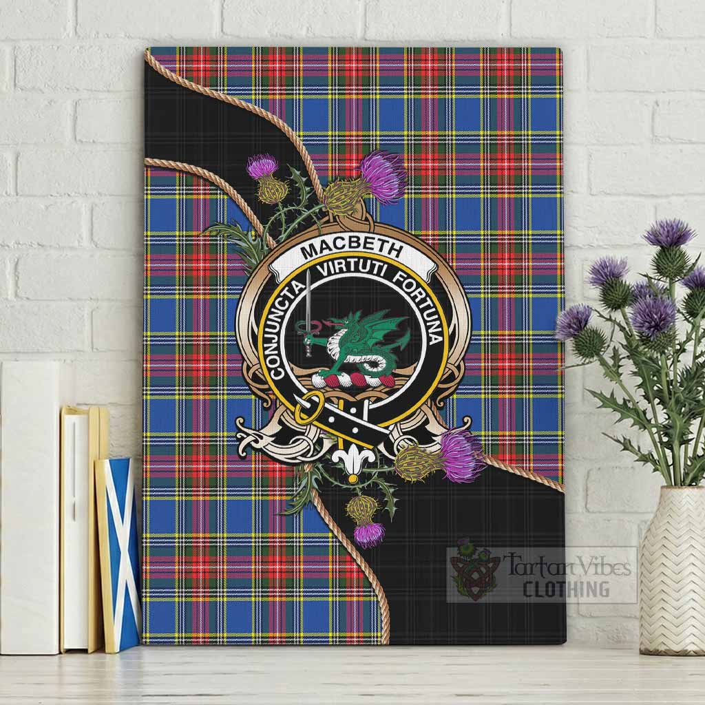 MacBeth (McBeth) Tartan Crest Canvas Wall Art Scottish Thistle Spirit - Tartan Vibes Clothing