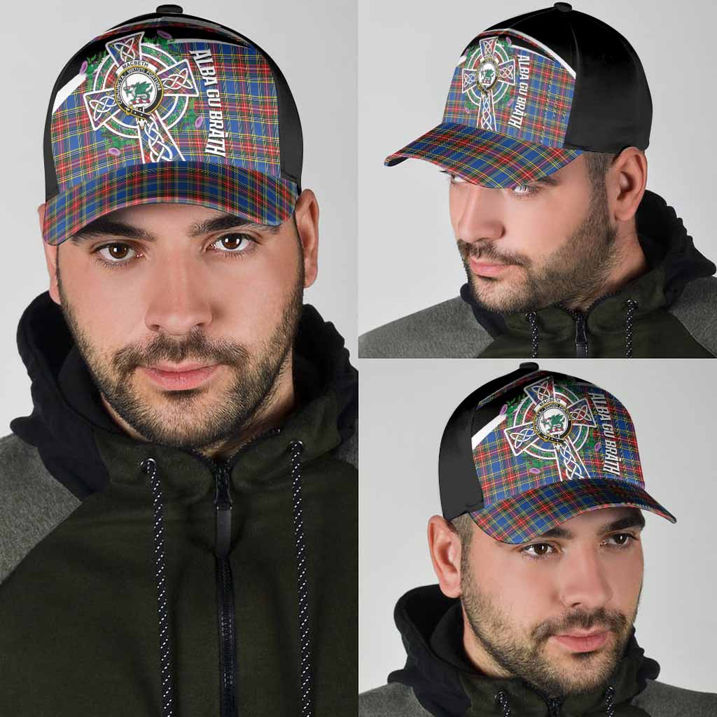 MacBeth (McBeth) Tartan Crest Classic Cap Scottish Thistle Celtic Cross Alba Gu Brath - Tartan Vibes Clothing