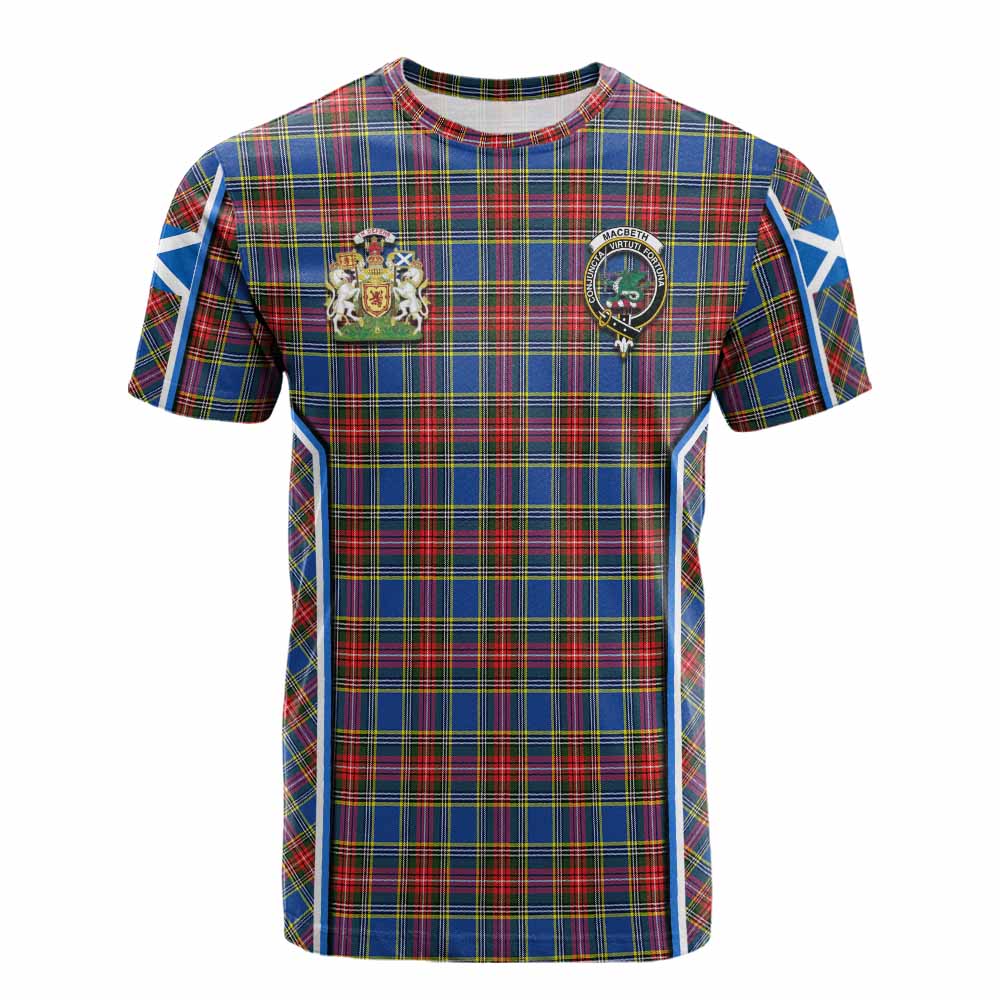 MacBeth (McBeth) Tartan Crest Cotton T-shirt Scotland Coat of Arm Flag Style - Tartan Vibes Clothing