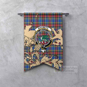 MacBeth (McBeth) Tartan Crest Gonfalon with Scottish Iconic Symbols Fishtail - Tartan Vibes Clothing