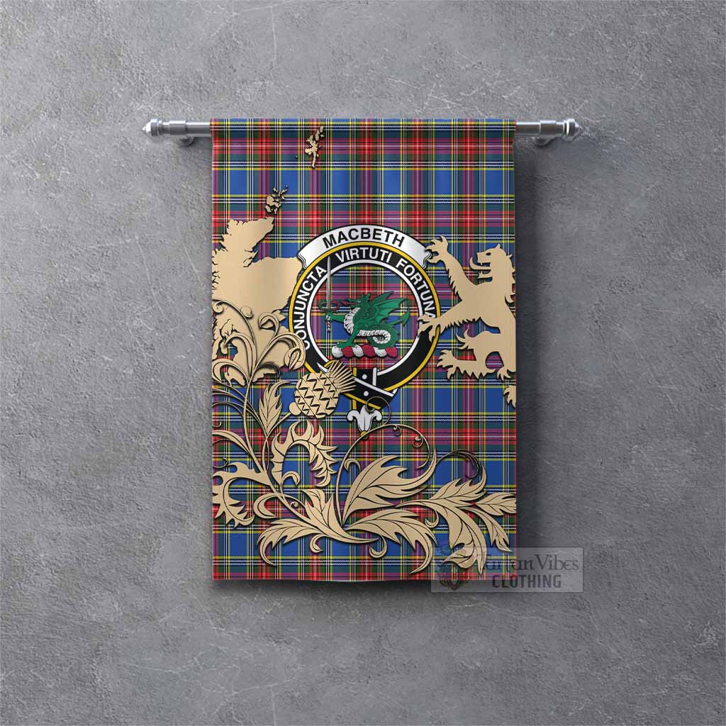 MacBeth (McBeth) Tartan Crest Gonfalon with Scottish Iconic Symbols Rectangle - Tartan Vibes Clothing