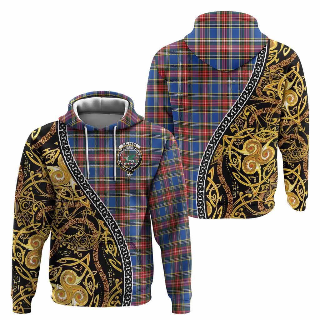 MacBeth (McBeth) Tartan Crest Hoodie Celtic Knot and Triple Trickle Spiral Symbols
