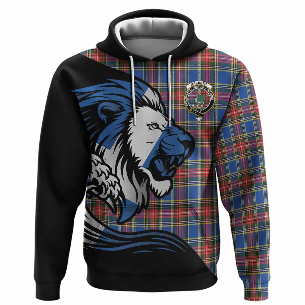 MacBeth (McBeth) Tartan Crest Hoodie Scottish Golden Lions Wave Flow