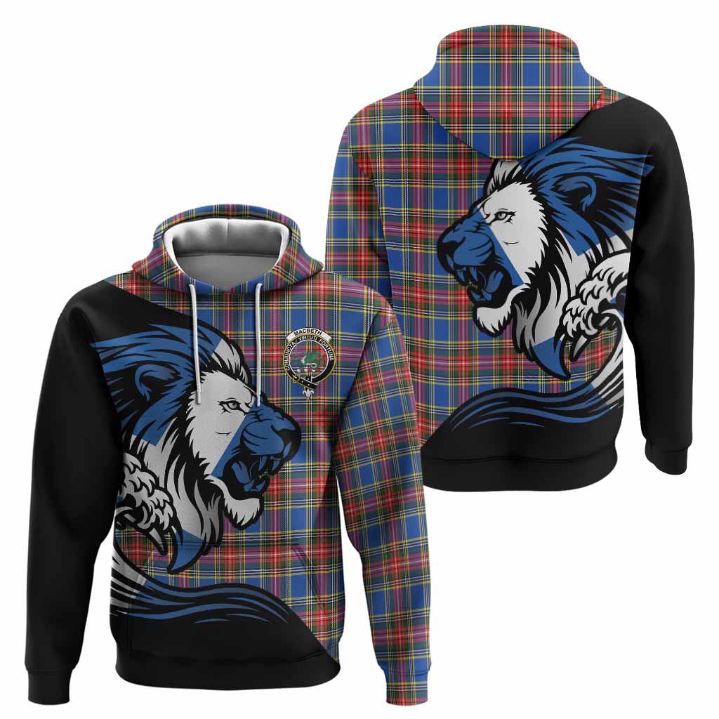 MacBeth (McBeth) Tartan Crest Hoodie Scottish Golden Lions Wave Flow