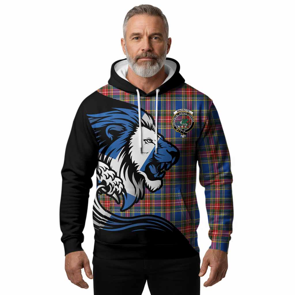 MacBeth (McBeth) Tartan Crest Hoodie Scottish Golden Lions Wave Flow