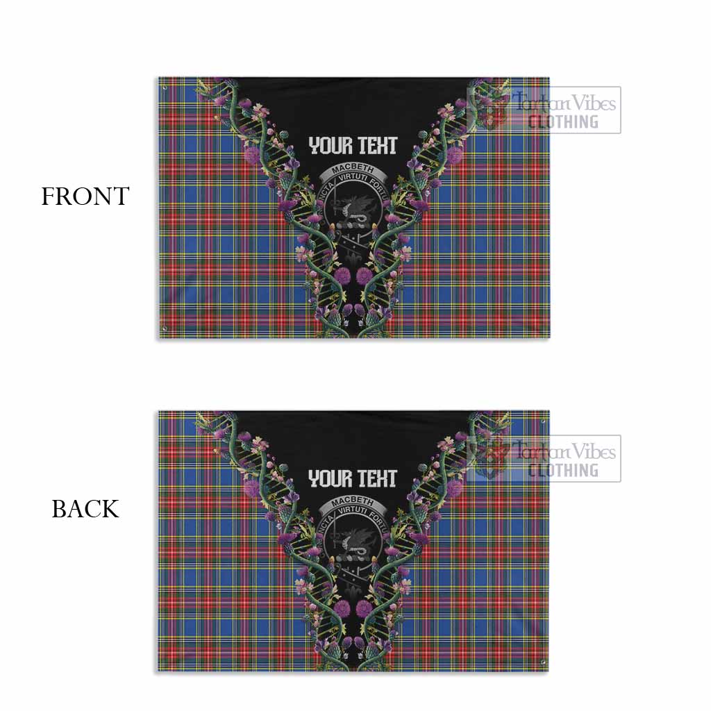 MacBeth (McBeth) Tartan Crest House Flag Scottish Heritage Thistle DNA