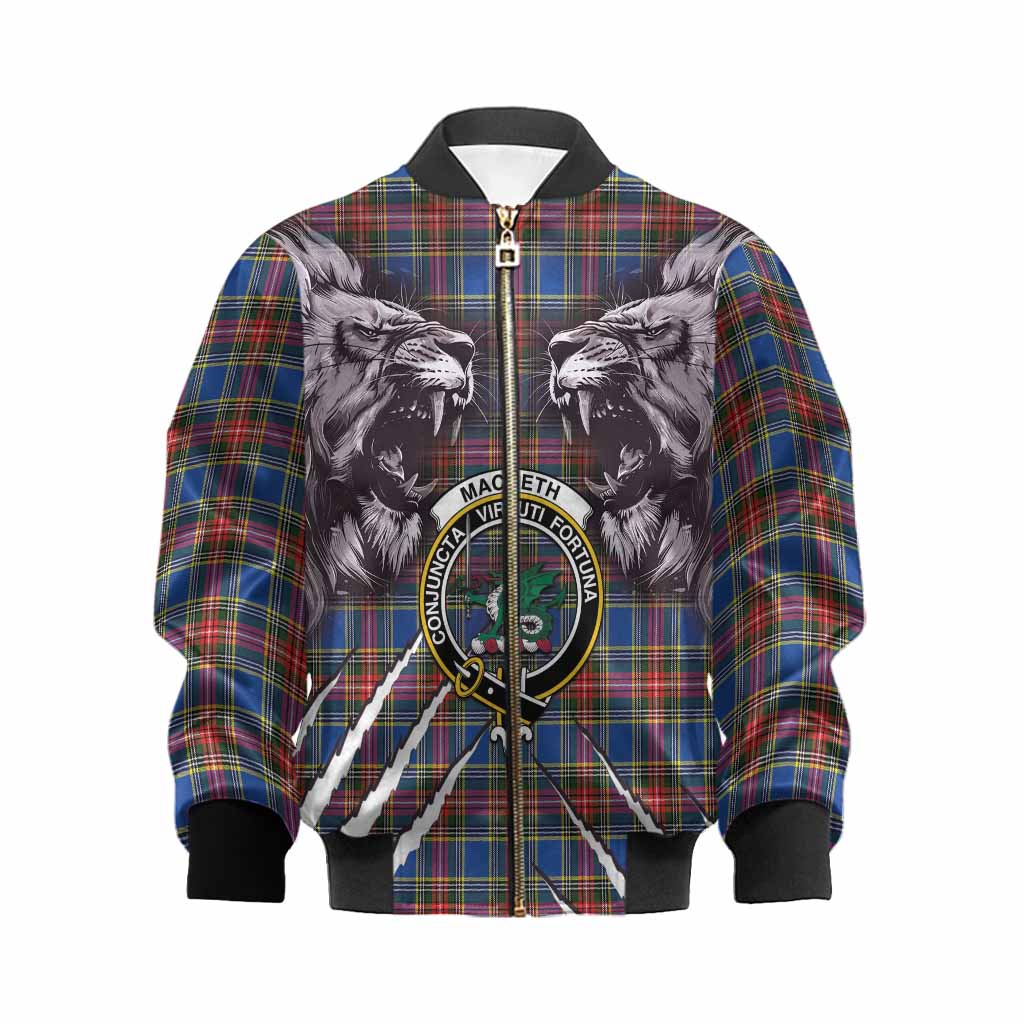 MacBeth (McBeth) Tartan Crest Kid Bomber Jacket Ferocious Lion Style Kid XS - Tartan Vibes Clothing