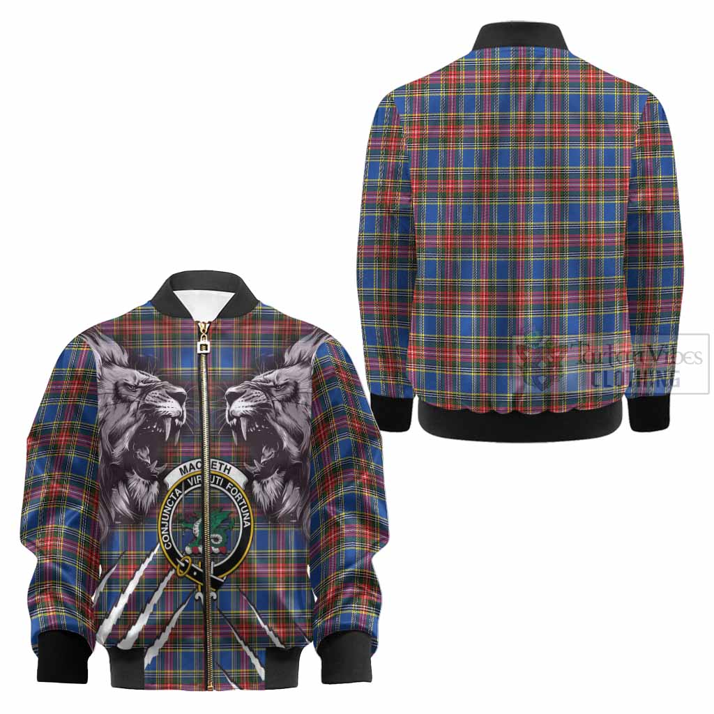 MacBeth (McBeth) Tartan Crest Kid Bomber Jacket Ferocious Lion Style - Tartan Vibes Clothing