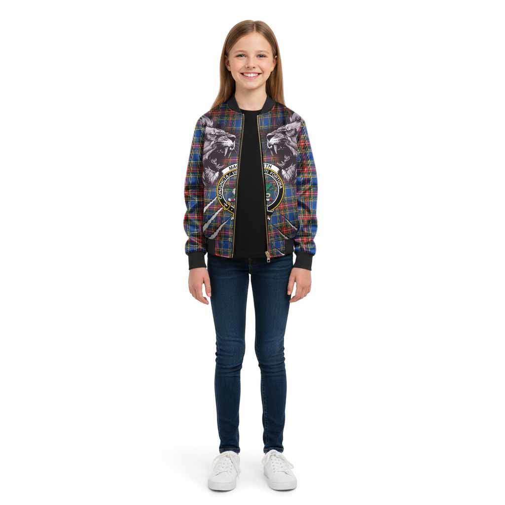 MacBeth (McBeth) Tartan Crest Kid Bomber Jacket Ferocious Lion Style - Tartan Vibes Clothing