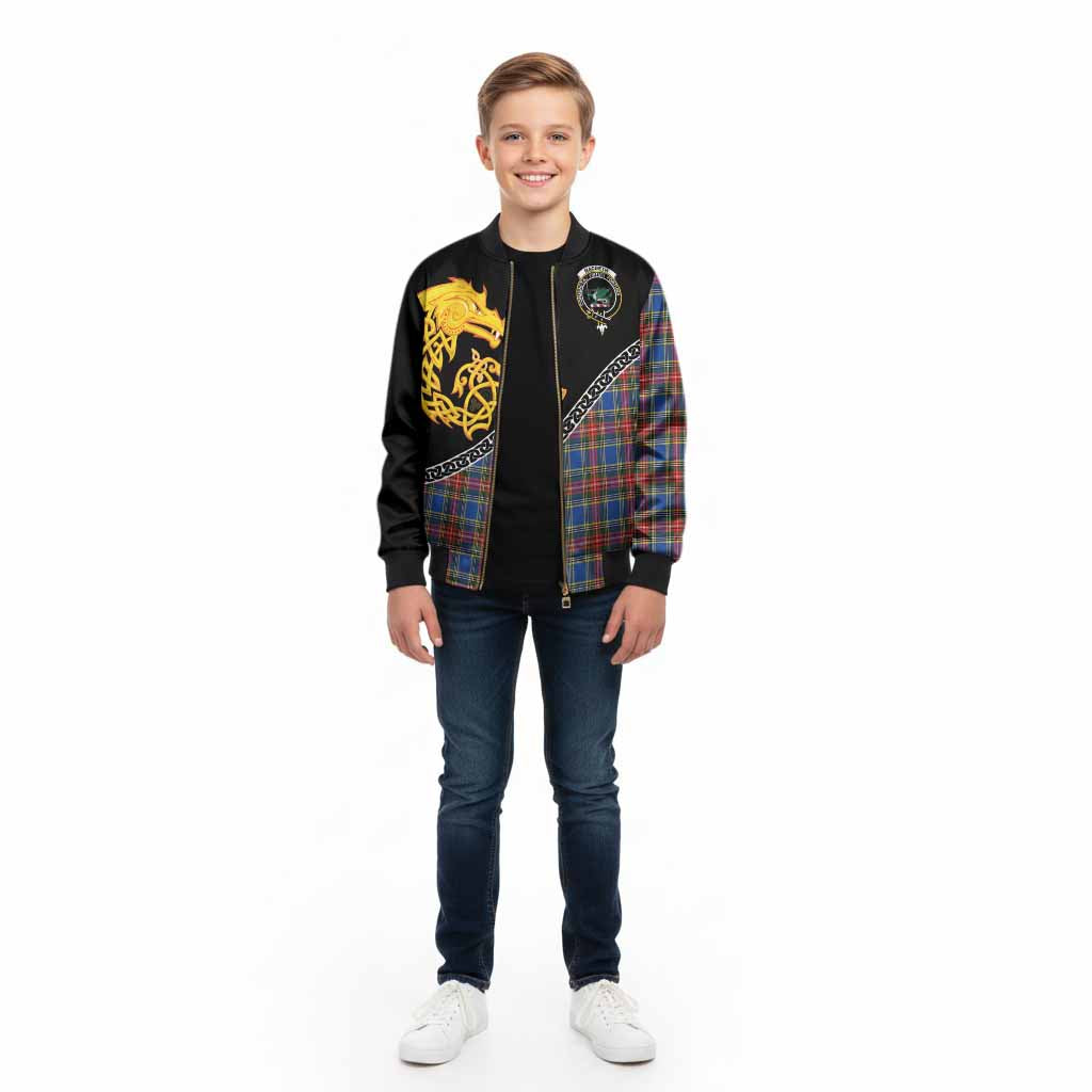 MacBeth (McBeth) Tartan Crest Kid Bomber Jacket Legendary Dragon Knot Half Style - Tartan Vibes Clothing