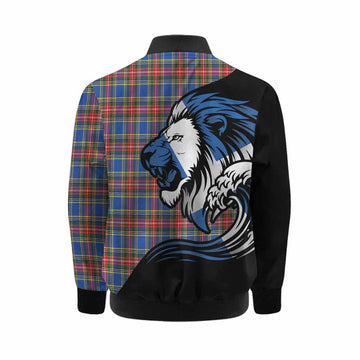 MacBeth (McBeth) Tartan Crest Kid Bomber Jacket Scottish Golden Lions Wave Flow