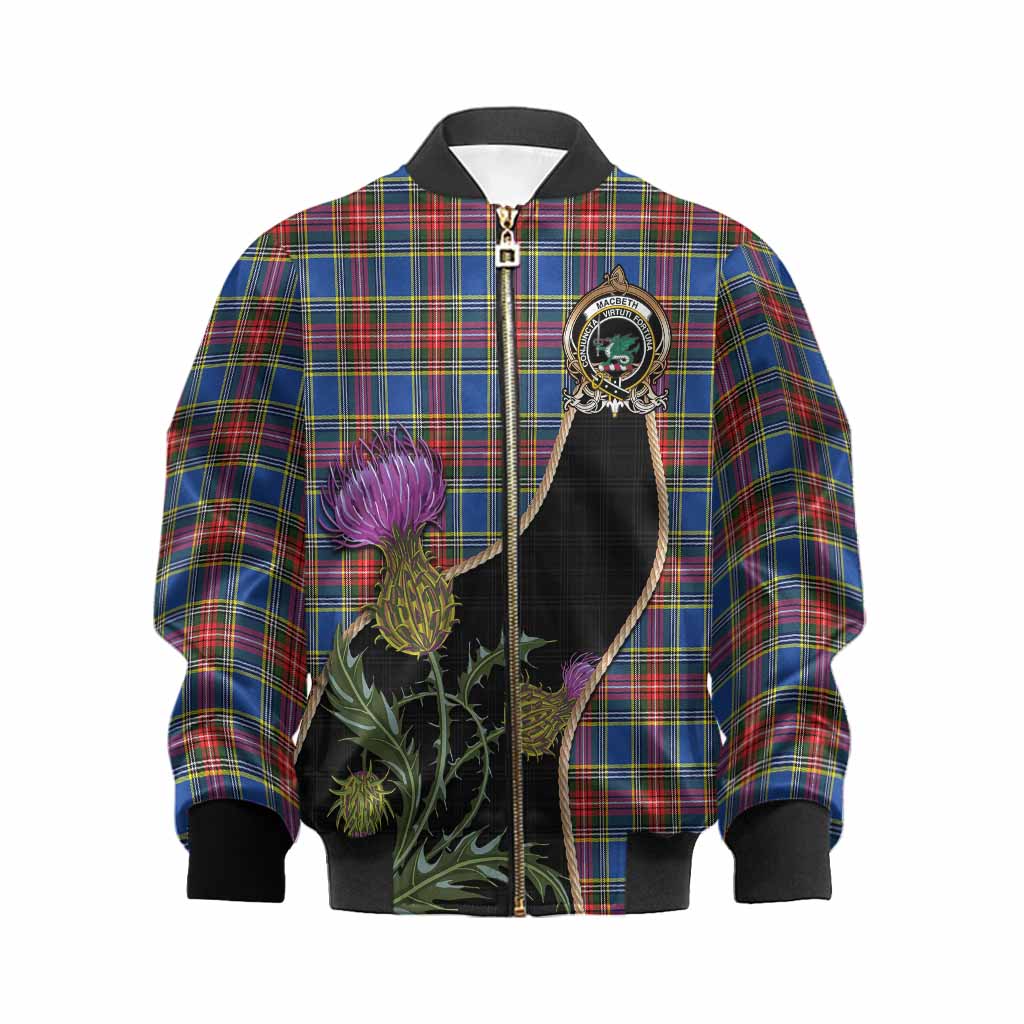 MacBeth (McBeth) Tartan Crest Kid Bomber Jacket Scottish Thistle Spirit Kid XS - Tartan Vibes Clothing