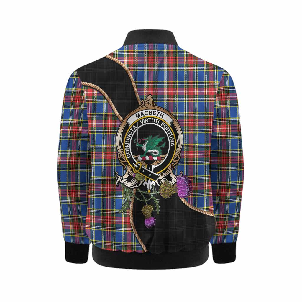 MacBeth (McBeth) Tartan Crest Kid Bomber Jacket Scottish Thistle Spirit Kid - Tartan Vibes Clothing