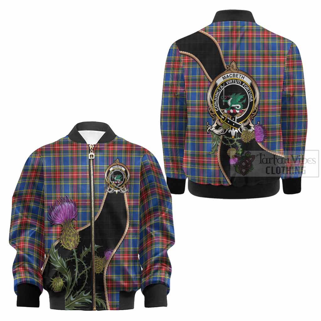MacBeth (McBeth) Tartan Crest Kid Bomber Jacket Scottish Thistle Spirit - Tartan Vibes Clothing