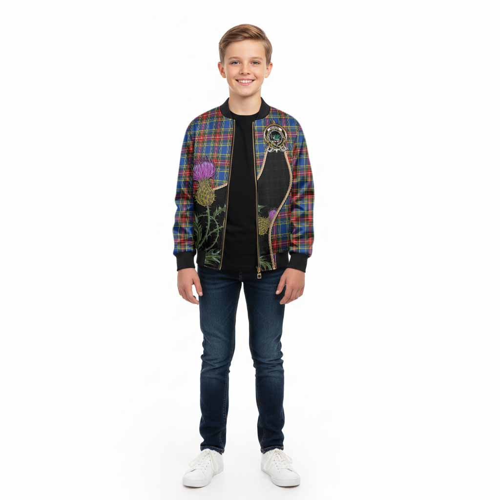 MacBeth (McBeth) Tartan Crest Kid Bomber Jacket Scottish Thistle Spirit - Tartan Vibes Clothing