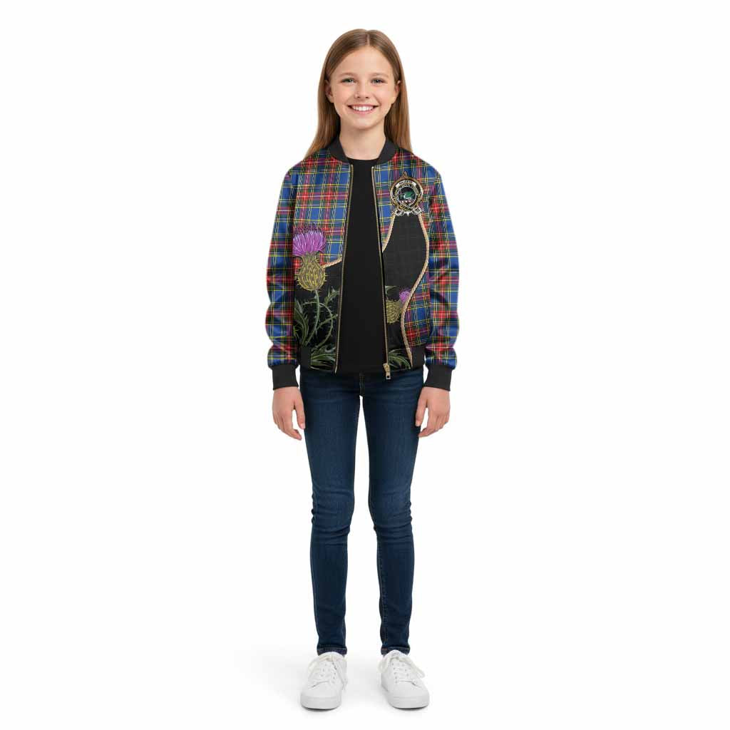 MacBeth (McBeth) Tartan Crest Kid Bomber Jacket Scottish Thistle Spirit - Tartan Vibes Clothing