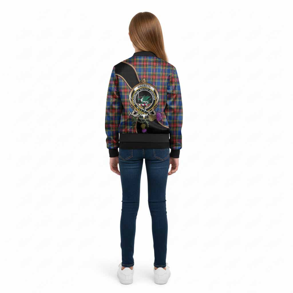 MacBeth (McBeth) Tartan Crest Kid Bomber Jacket Scottish Thistle Spirit - Tartan Vibes Clothing