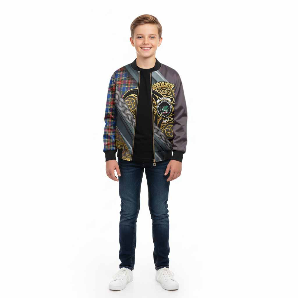 MacBeth (McBeth) Tartan Crest Kid Bomber Jacket Scottish Triskele Celtic - Tartan Vibes Clothing