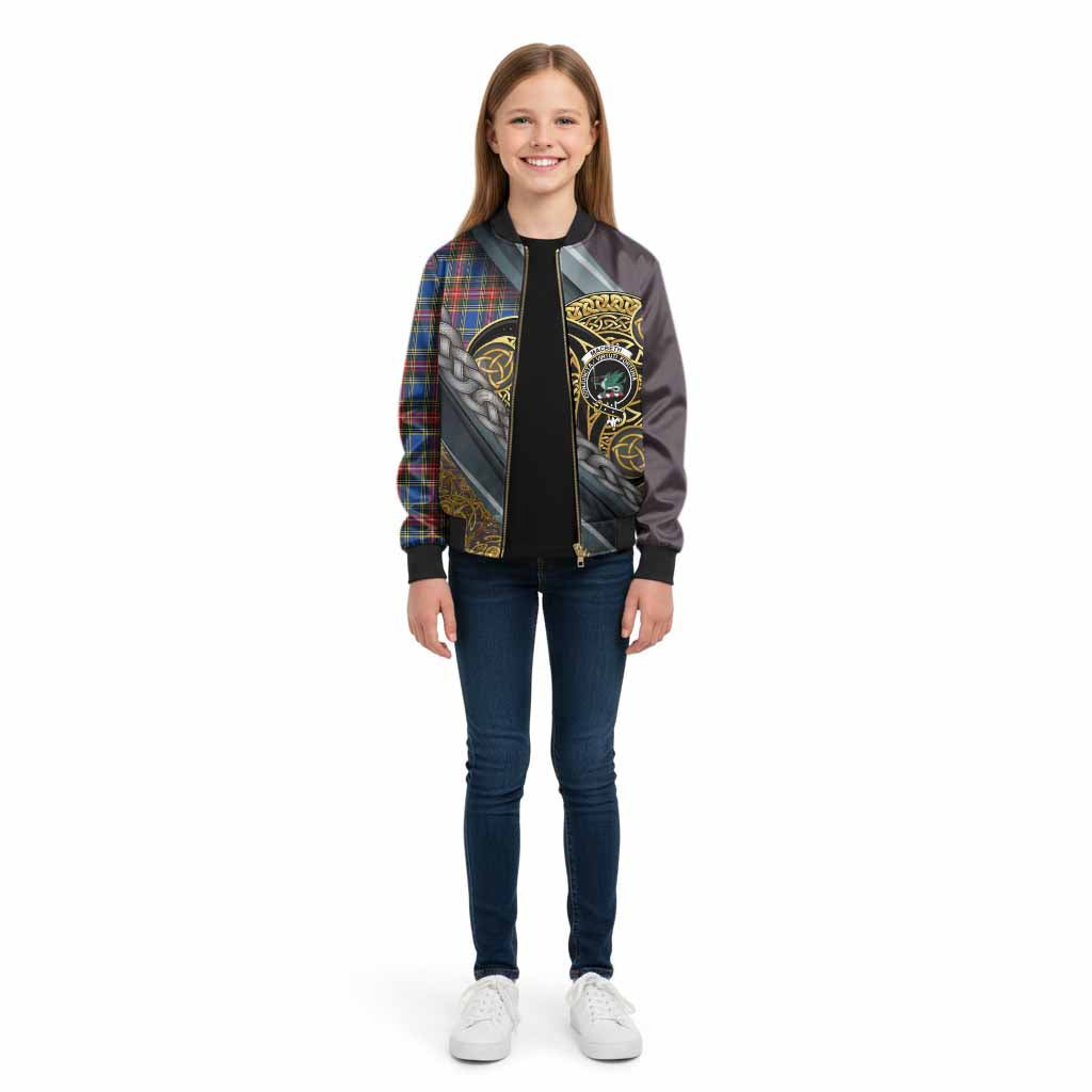 MacBeth (McBeth) Tartan Crest Kid Bomber Jacket Scottish Triskele Celtic - Tartan Vibes Clothing