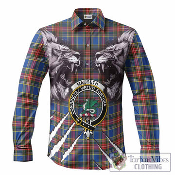 MacBeth (McBeth) Tartan Crest Long Sleeve Button Shirts Ferocious Lion Style