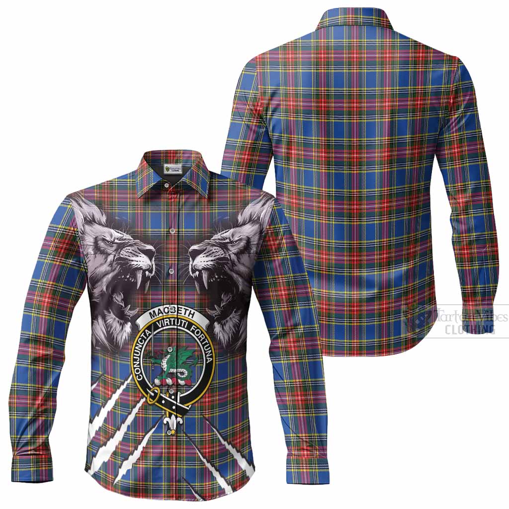 MacBeth (McBeth) Tartan Crest Long Sleeve Button Shirts Ferocious Lion Style