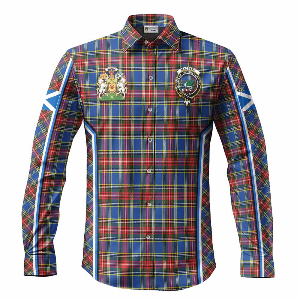 MacBeth (McBeth) Tartan Crest Long Sleeve Button Shirts Scotland Coat of Arm Flag Style - Tartan Vibes Clothing