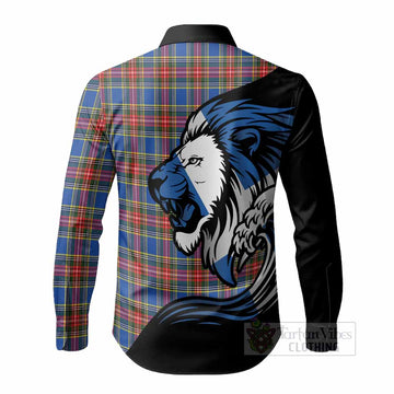 MacBeth (McBeth) Tartan Crest Long Sleeve Button Shirts Scottish Golden Lions Wave Flow