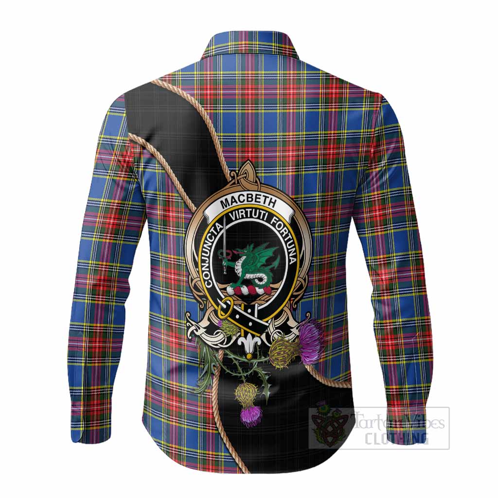MacBeth (McBeth) Tartan Crest Long Sleeve Button Shirts Scottish Thistle Spirit - Tartan Vibes Clothing