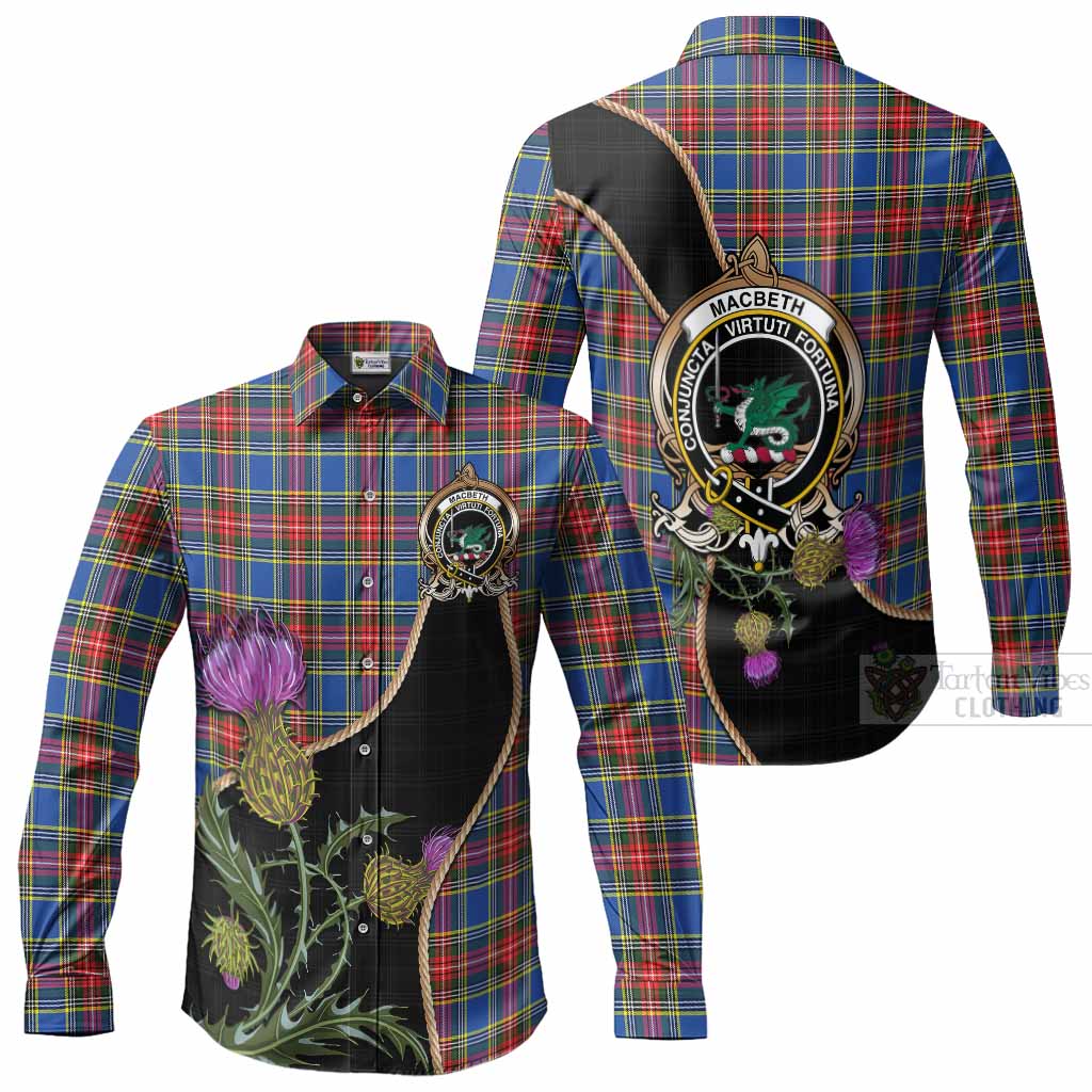 MacBeth (McBeth) Tartan Crest Long Sleeve Button Shirts Scottish Thistle Spirit Men's Shirt - Tartan Vibes Clothing