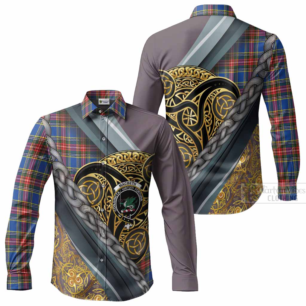 MacBeth (McBeth) Tartan Crest Long Sleeve Button Shirts Scottish Triskele Celtic