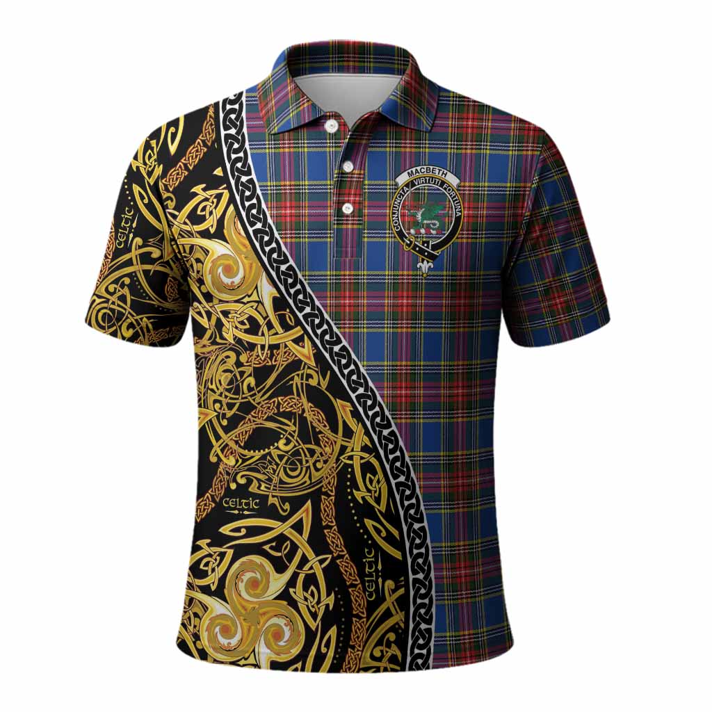 MacBeth (McBeth) Tartan Crest Polo Shirt Celtic Knot and Triple Trickle Spiral Symbols