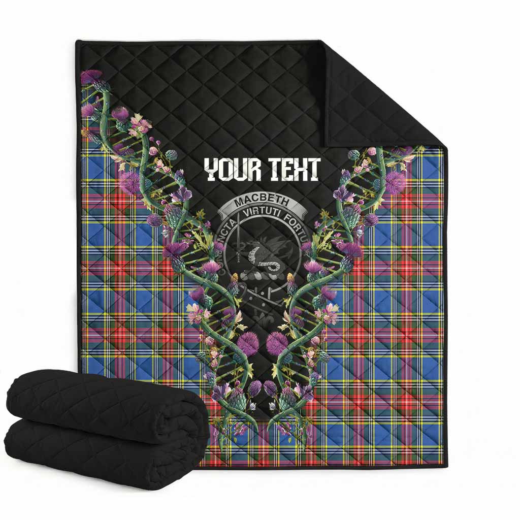 MacBeth (McBeth) Tartan Crest Premium Quilt Scottish Heritage Thistle DNA
