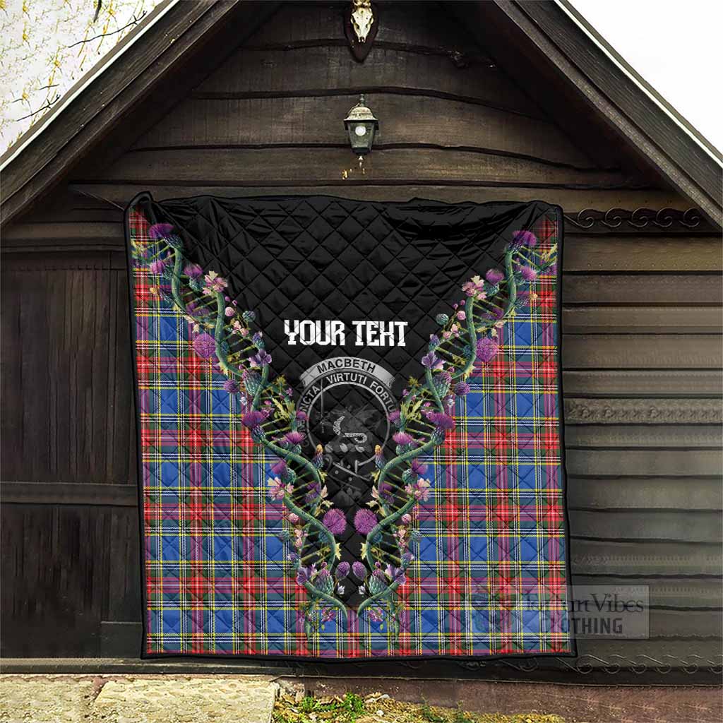 MacBeth (McBeth) Tartan Crest Premium Quilt Scottish Heritage Thistle DNA