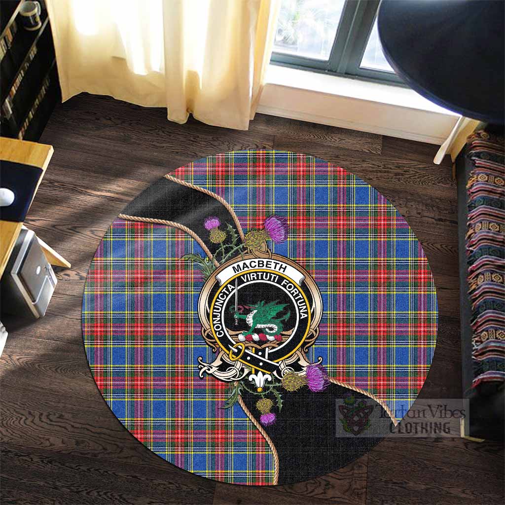MacBeth (McBeth) Tartan Crest Round Rug Scottish Thistle Spirit M 31.5" (0.8m) - Tartan Vibes Clothing