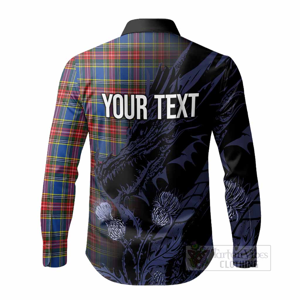 MacBeth (McBeth) Tartan Crest Scottish Long Sleeve Button Shirts Dragon and Thistle - Tartan Vibes Clothing