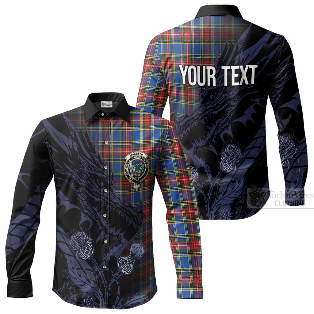MacBeth (McBeth) Tartan Crest Scottish Long Sleeve Button Shirts Dragon and Thistle Men's Shirt - Tartan Vibes Clothing