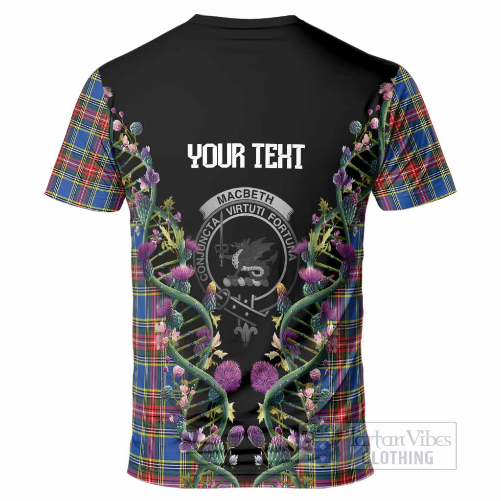 MacBeth (McBeth) Tartan Crest T-Shirt Scottish Heritage Thistle DNA