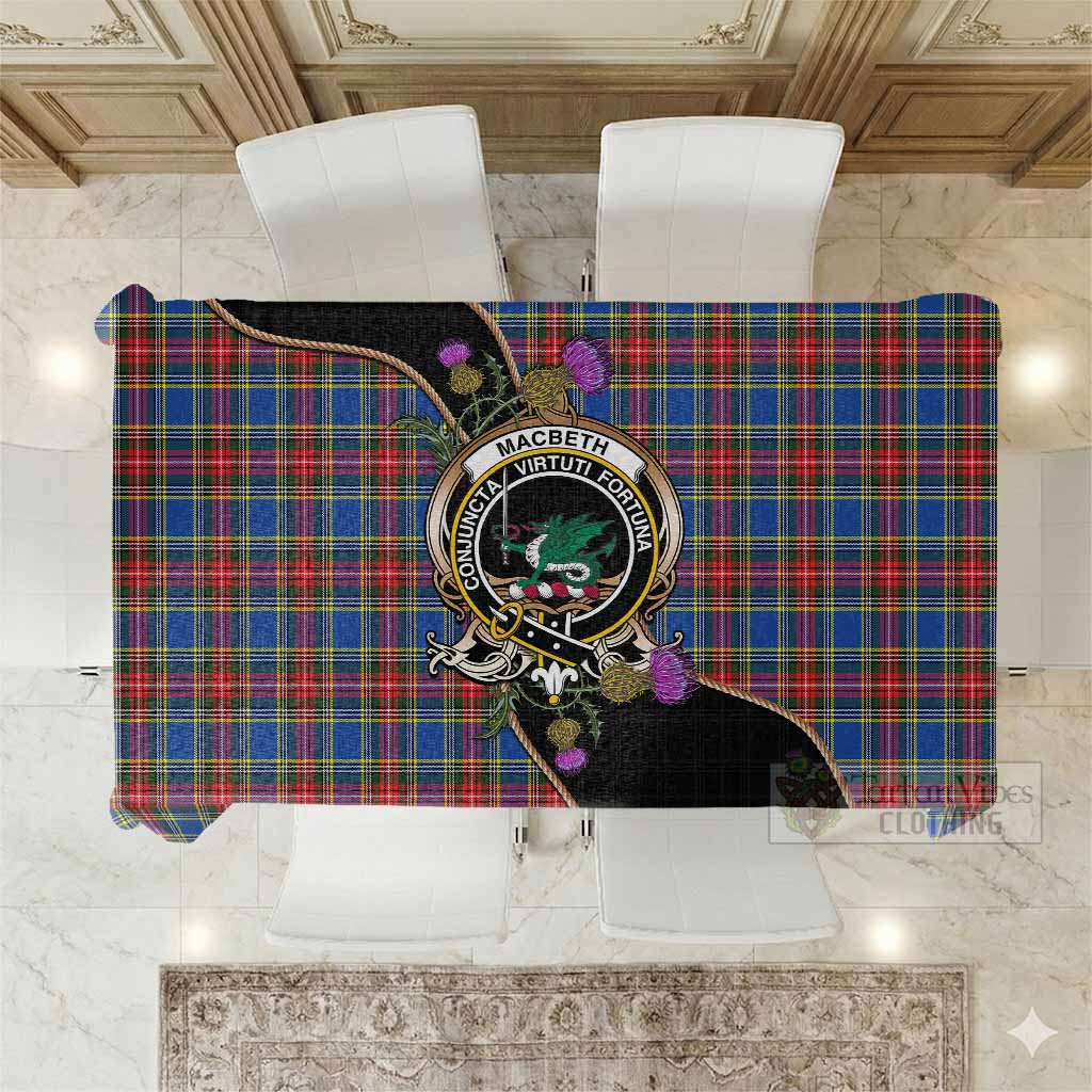 MacBeth (McBeth) Tartan Crest Tablecloth Scottish Thistle Spirit - Tartan Vibes Clothing