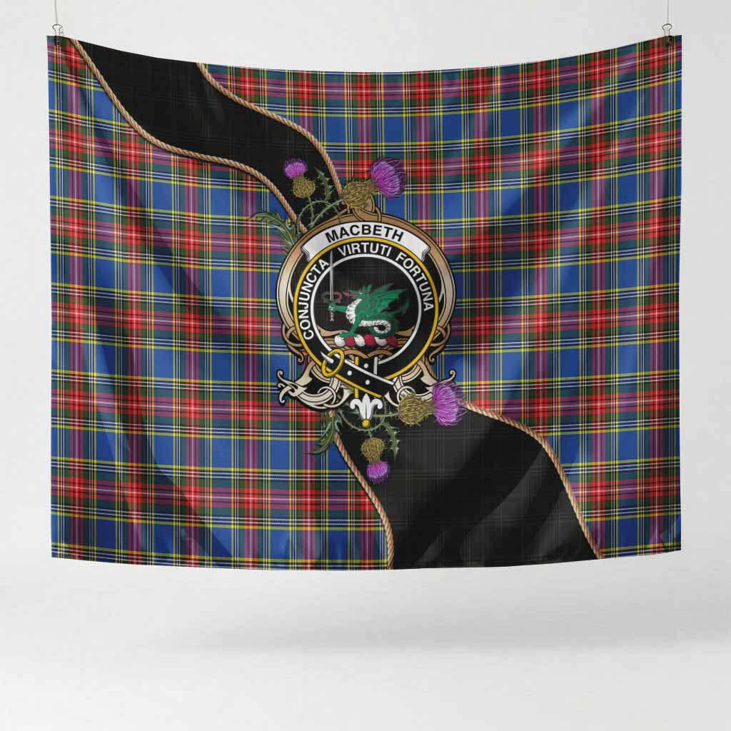 MacBeth (McBeth) Tartan Crest Tapestry Scottish Thistle Spirit 24 × 55 in (60 × 140 cm) - Tartan Vibes Clothing