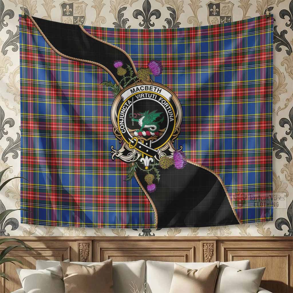 MacBeth (McBeth) Tartan Crest Tapestry Scottish Thistle Spirit 39 × 59 in (100 × 150 cm) - Tartan Vibes Clothing