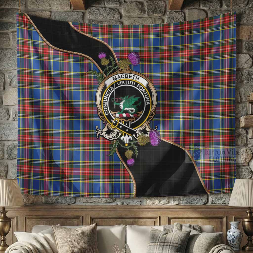 MacBeth (McBeth) Tartan Crest Tapestry Scottish Thistle Spirit 71 × 118 in (180 × 300 cm) - Tartan Vibes Clothing