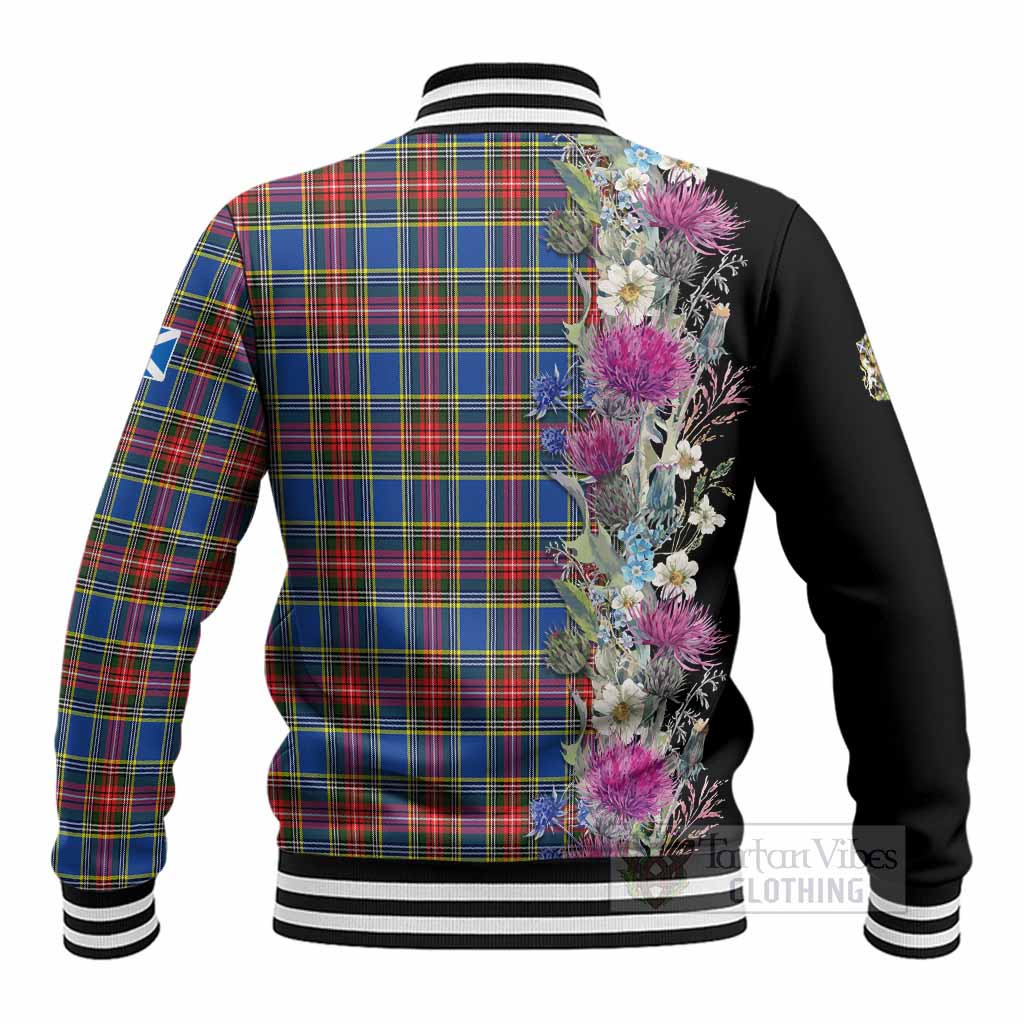 MacBeth (McBeth) Tartan Crest Thistle Floral Baseball Jacket - Tartan Vibes Clothing