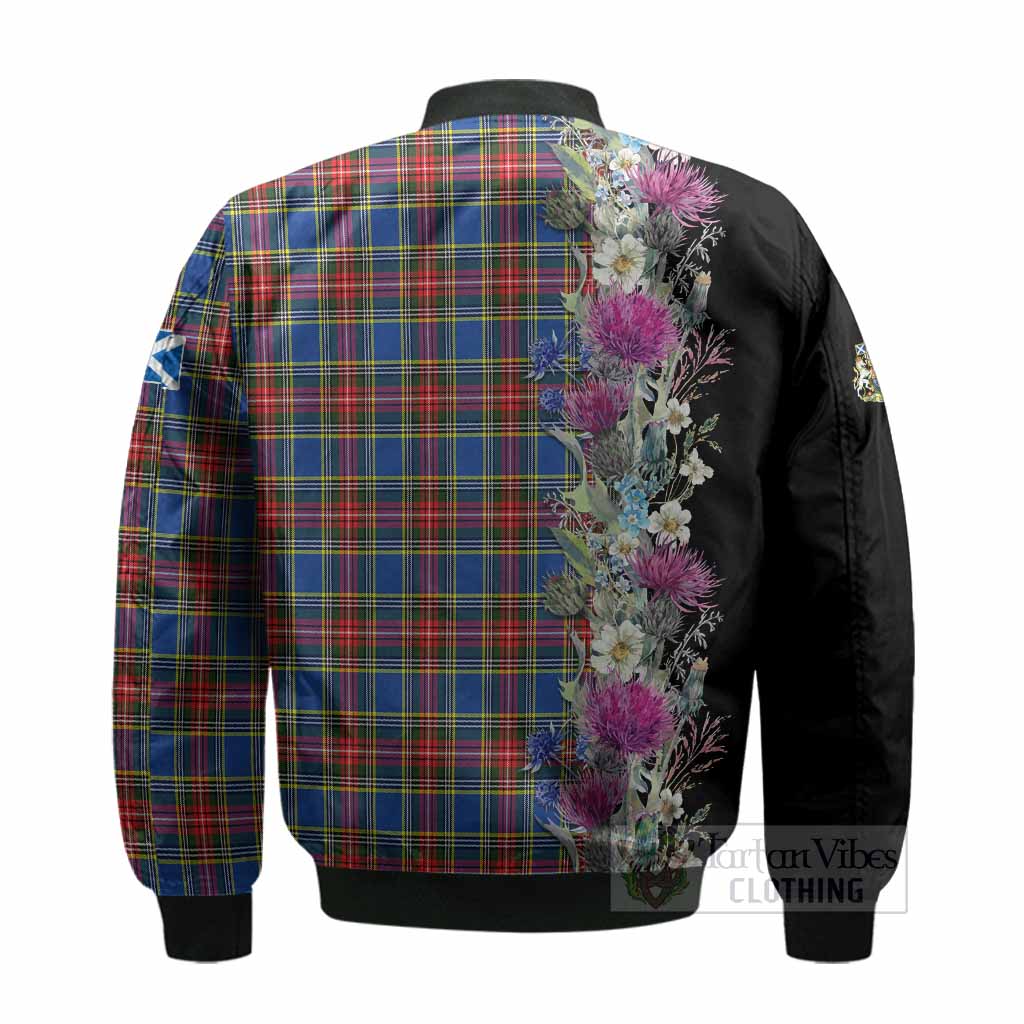 MacBeth (McBeth) Tartan Crest Thistle Floral Bomber Jacket - Tartan Vibes Clothing