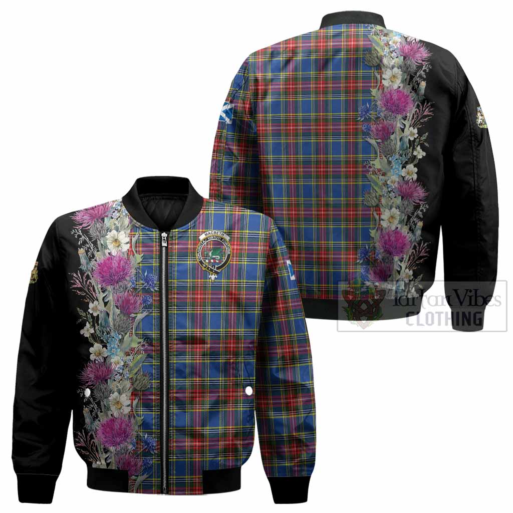 MacBeth (McBeth) Tartan Crest Thistle Floral Bomber Jacket - Tartan Vibes Clothing